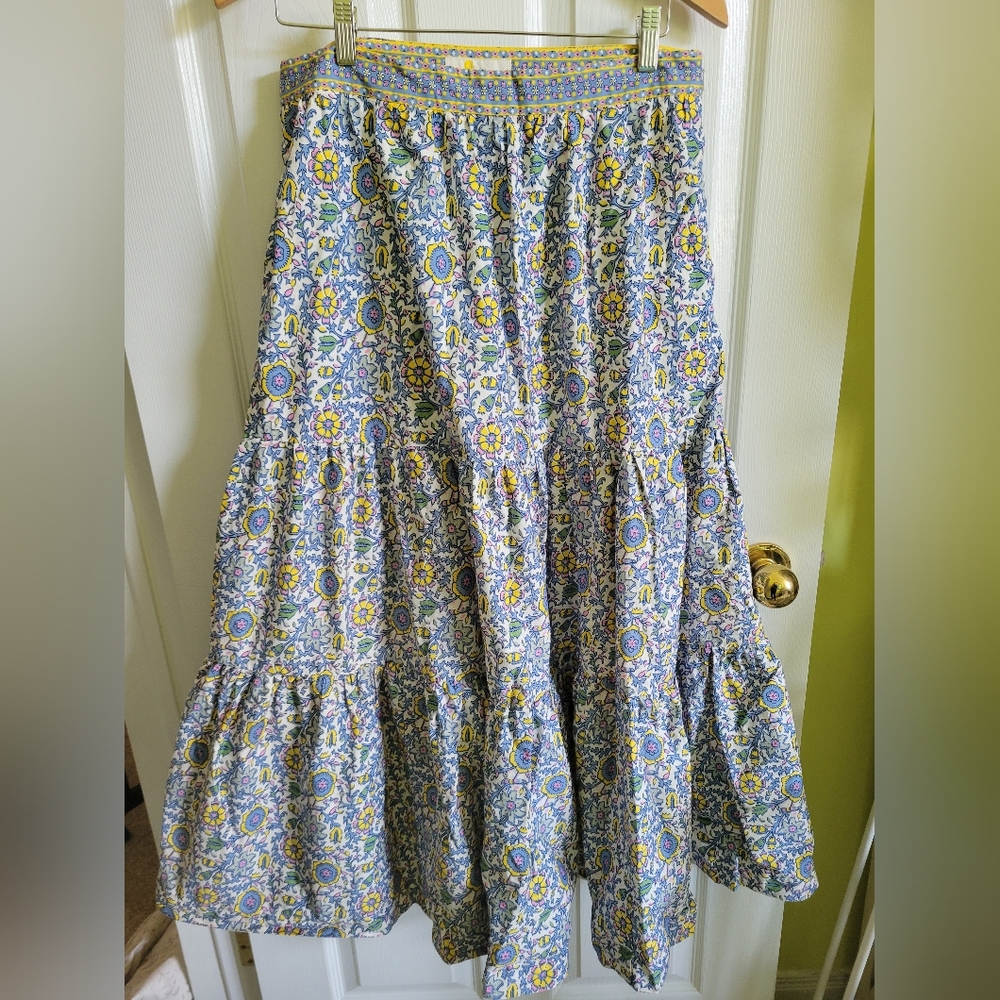Boden Blue, Yellow and White Floral Tiered Maxi Skirt - Picture 2 of 7